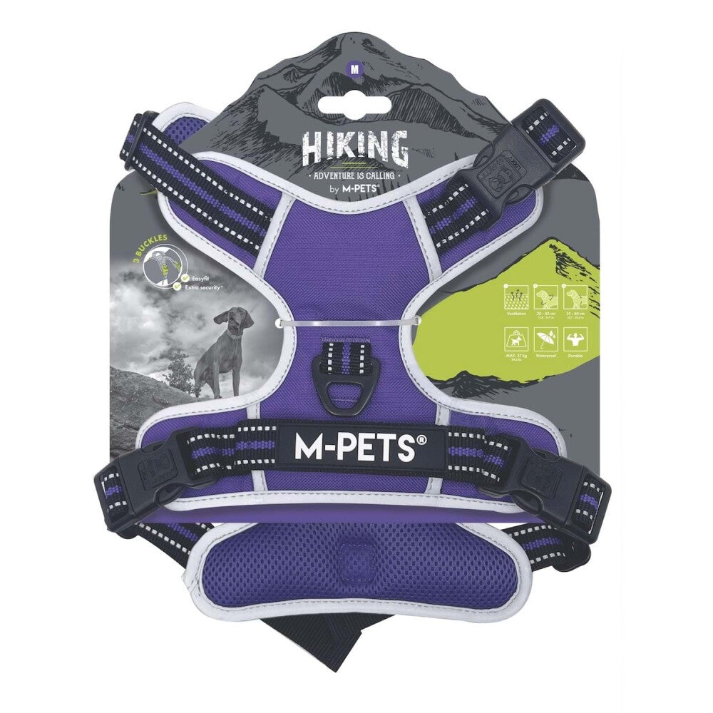 M-Pets Hiking Reflective Soft Dog Harness Purple XL