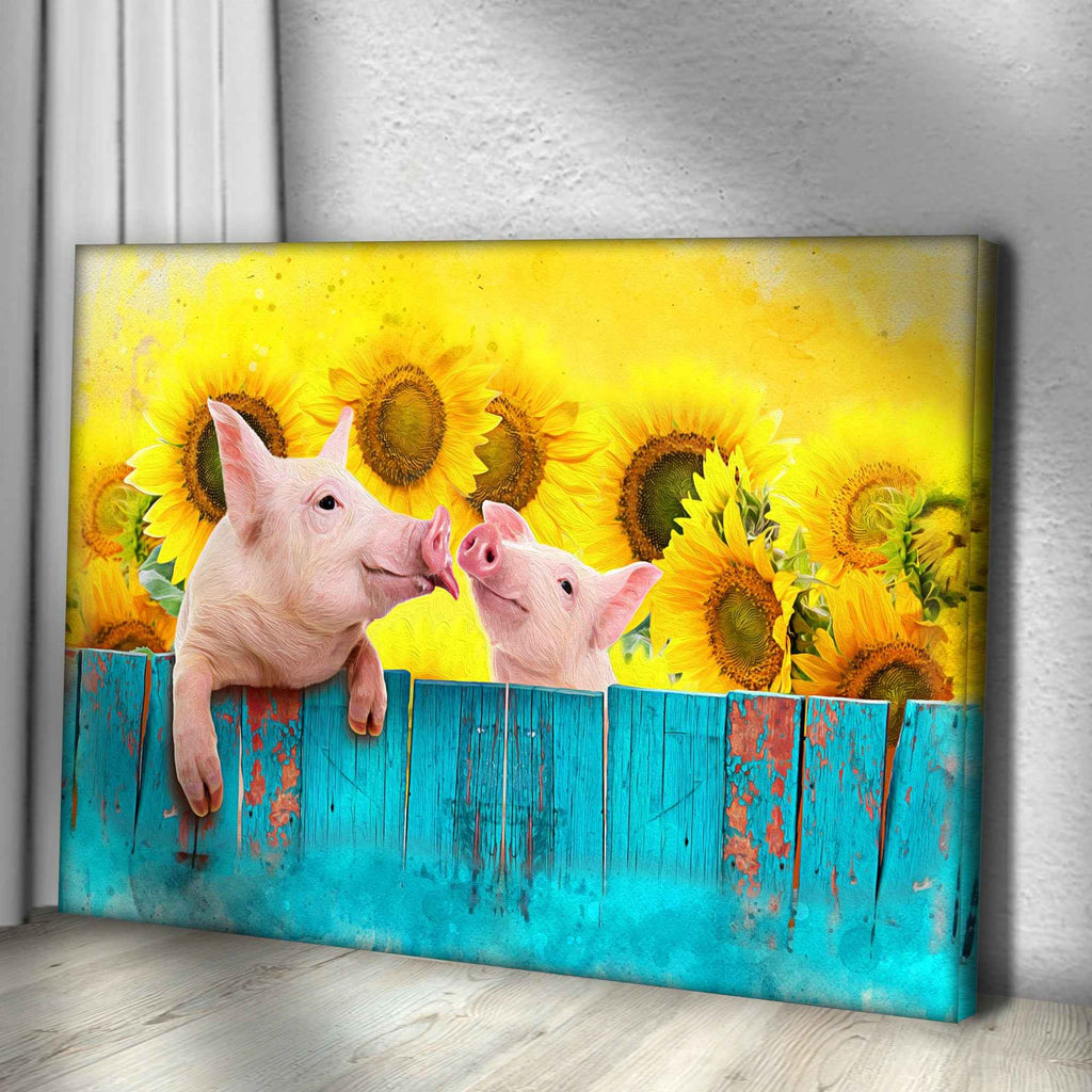 Sunflower Pigs Canvas Wall Art