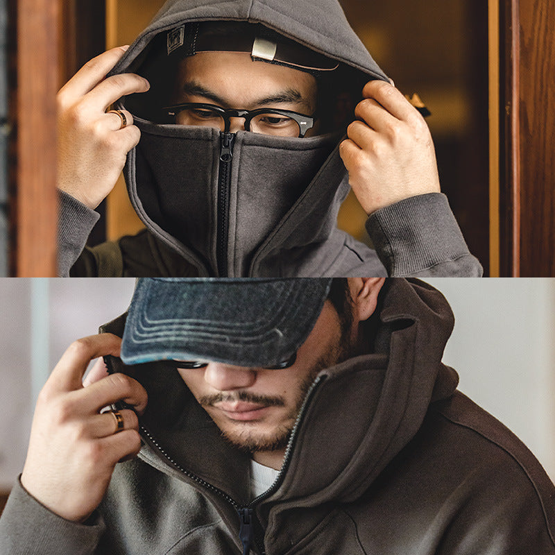 Maden Workwear American Heavyweight Balaclava Hoodie with Zipper High Street Tactical Men's Autumn Coat