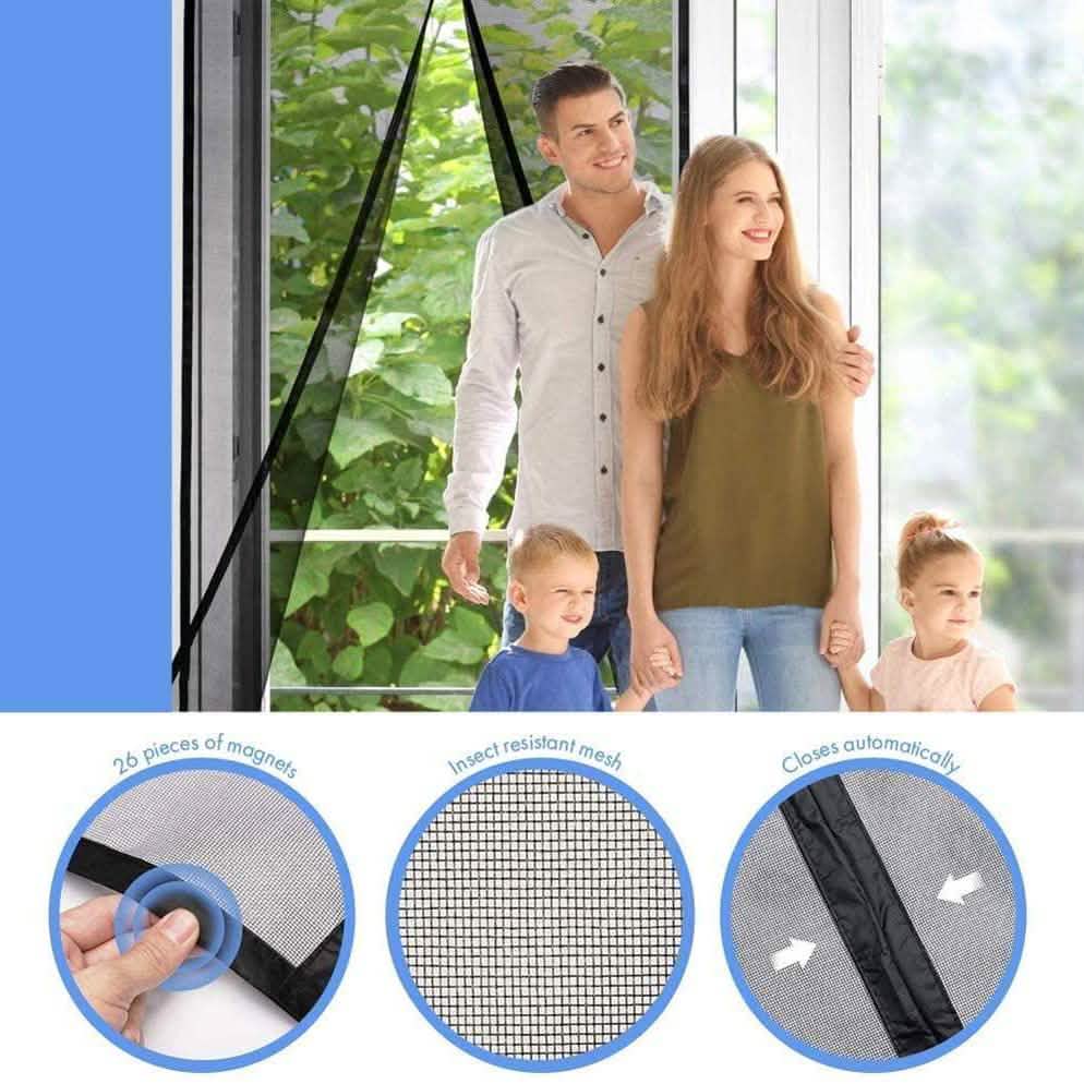 Magnetic Screen Door With Durable Fiberglass Mosquito Mesh Curtain