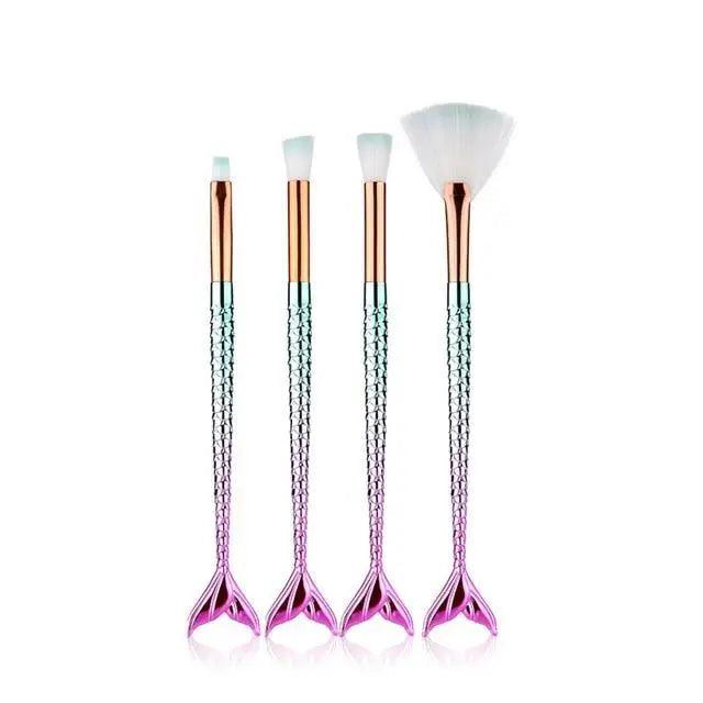 Makeup Brushes Kit Natural Tool Pencil Cosmetics Foundation Artist Mermaid Highlighter Face Set Of Bronzer Eyeshadow Lip