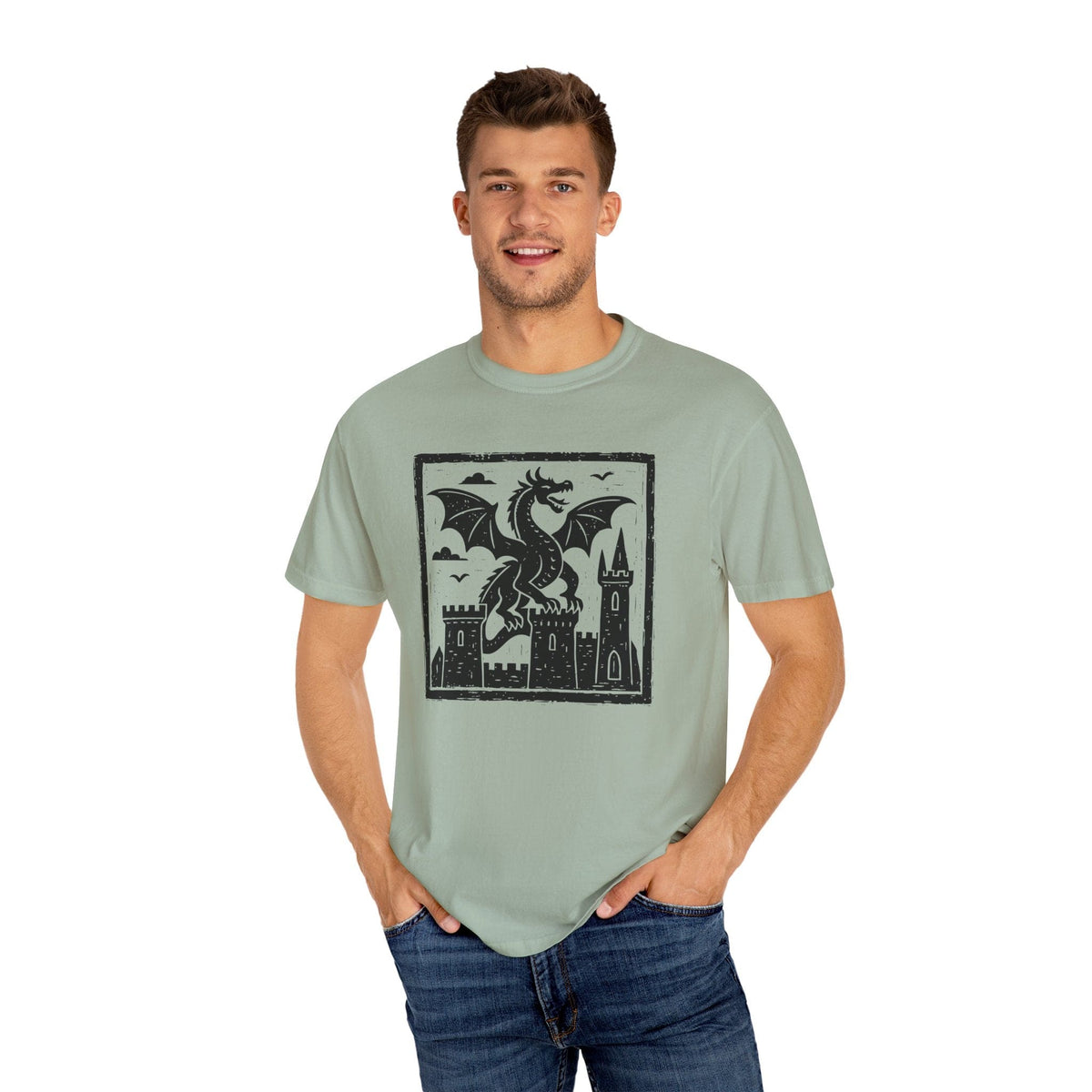 Medieval Woodcut Dragon Shirt - Comfort Colors