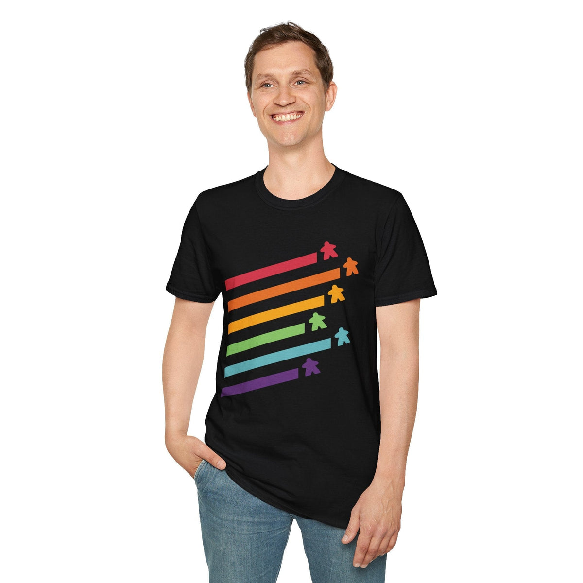 Meeple Shirt - Retro Rainbow Board Game Shirt