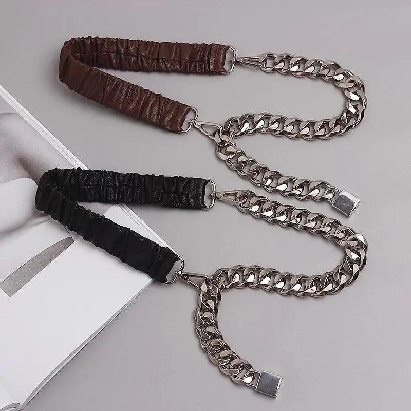 Metal Adjustable Chain Link Belts Fashion Belly Jewelry For Jeans Dresses Elegant Cool Style Lock Design Belts For Women Charming Belt