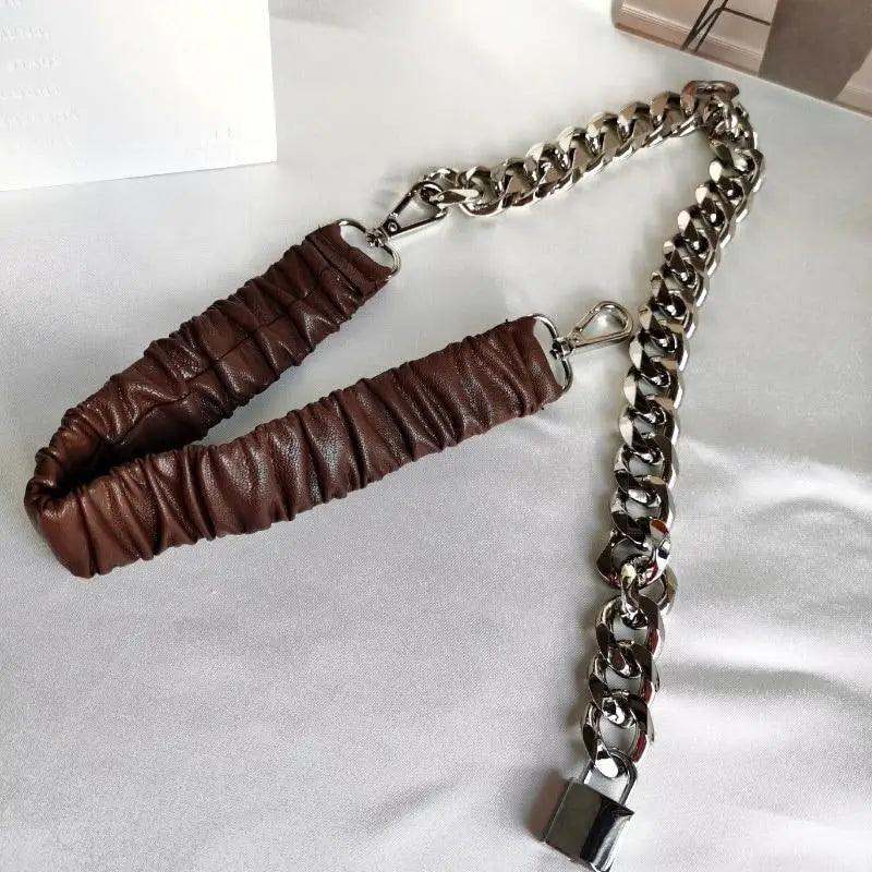 Metal Adjustable Chain Link Belts Fashion Belly Jewelry For Jeans Dresses Elegant Cool Style Lock Design Belts For Women Charming Belt