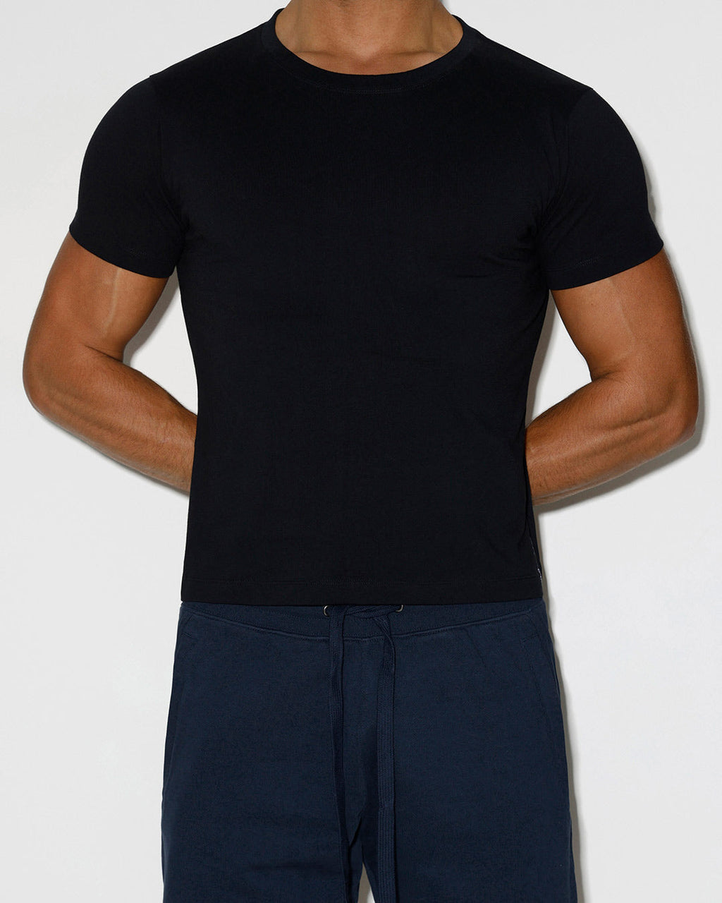 Mid Weight Cropped Fitted T-Shirt Black