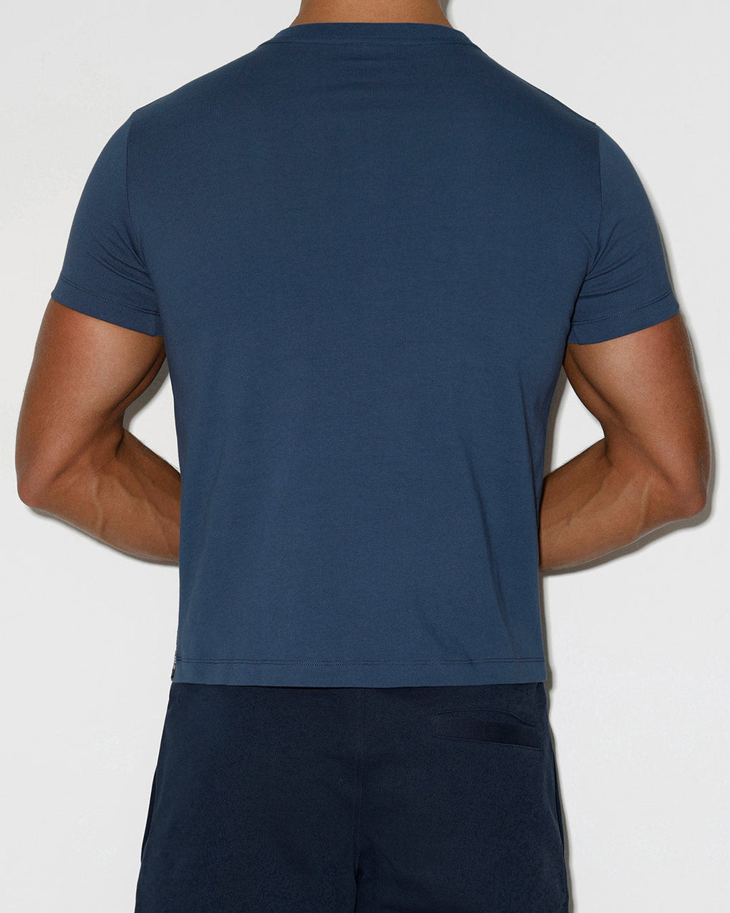 Mid Weight Cropped Fitted T-Shirt Denim Blue