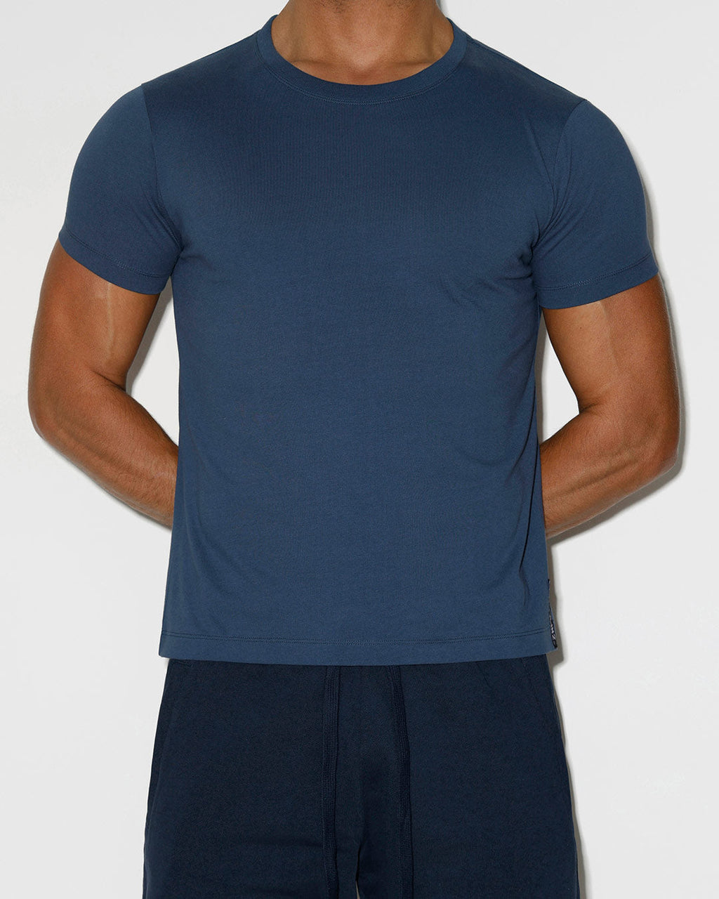 Mid Weight Cropped Fitted T-Shirt Denim Blue