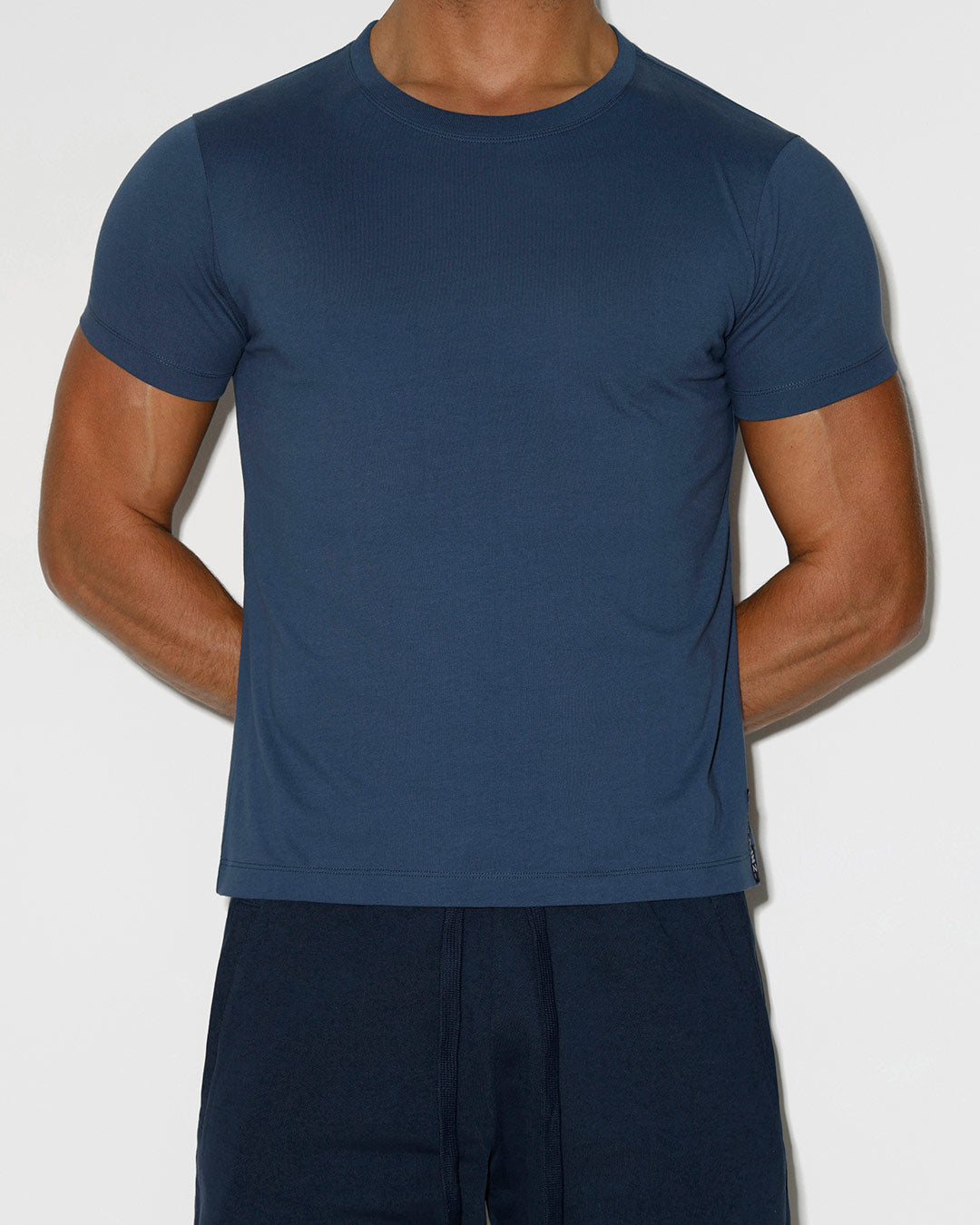 Mid Weight Cropped Fitted T-Shirt Denim Blue