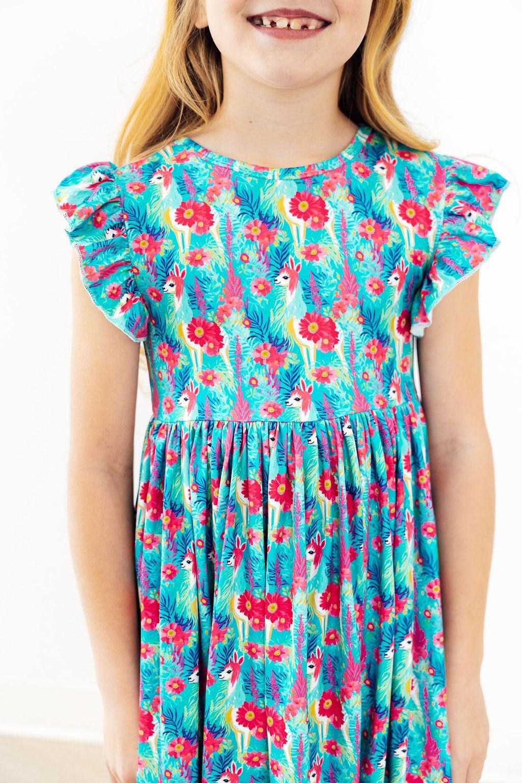 SALE Lovely Llamas Flutter Sleeve Twirl Dress