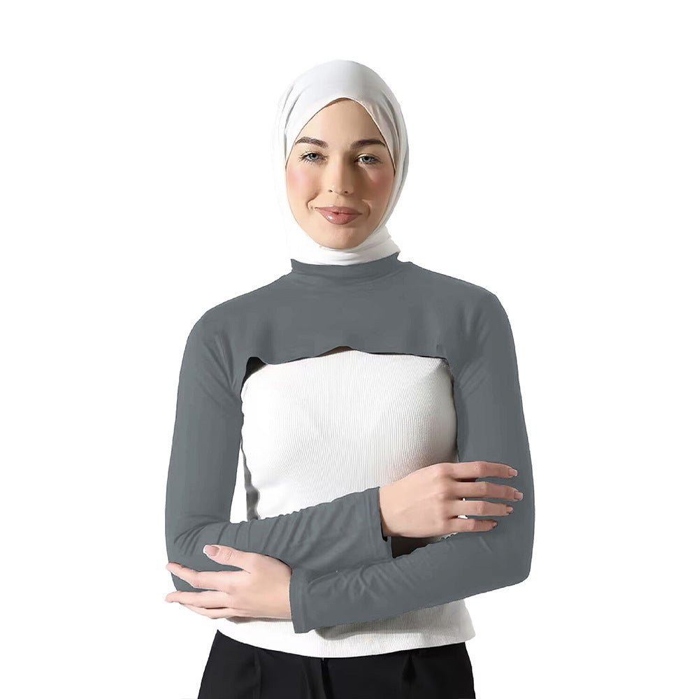 Modest Shoulder-Cover Base Layer Versatile Sleeveless Inner Top with Attached Sleeves | One Size (MAC409)