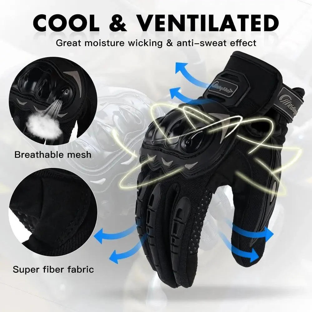 Motorcycle Breathable Glove Strong PVC Touch Screen Full Finger Motorbike Racing Riding Bicycle Summer Gloves