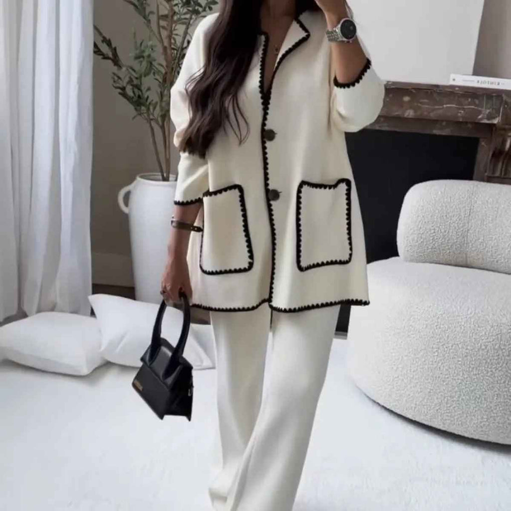 MS004  Fall Chunky Knit Cardigan Sweaters Casual Open Front Set