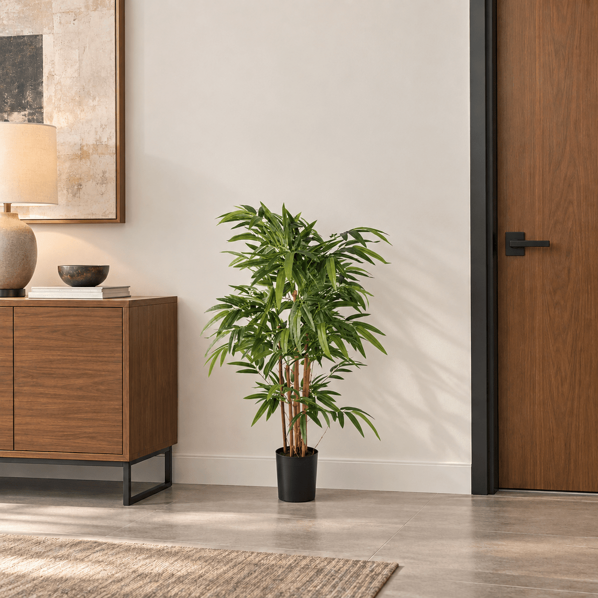 Potted Bamboo Natural Trunk Artificial Tree 47.2in