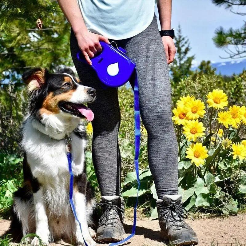 New 3 IN 1 Multifunctional Colorful Pet Leash With Built-in Water Bottle Bowl And Waste Bag Dispenser Modern Design For All Pets