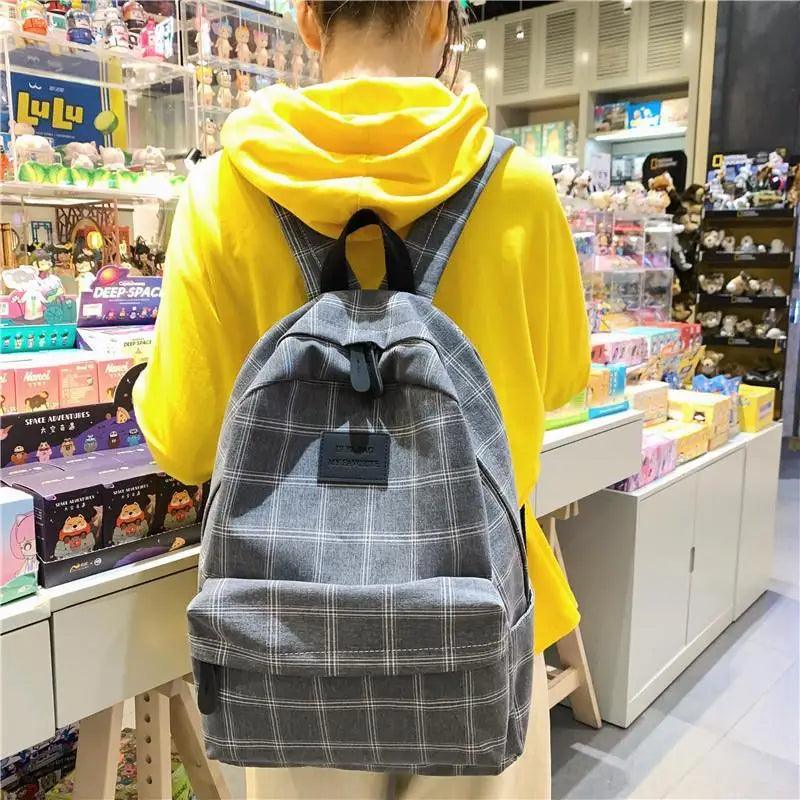 New Casual School Bag For Women And Girls Stylish Backpack Striped Book Packbags for Teenage