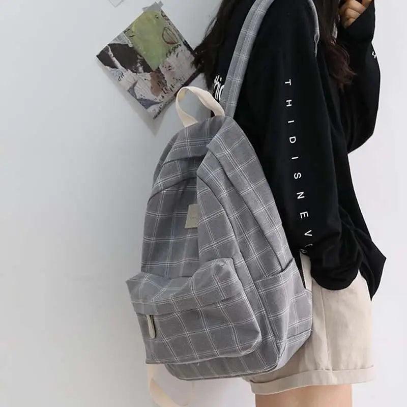 New Casual School Bag For Women And Girls Stylish Backpack Striped Book Packbags for Teenage