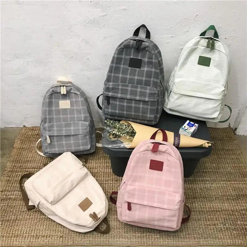 New Casual School Bag For Women And Girls Stylish Backpack Striped Book Packbags for Teenage