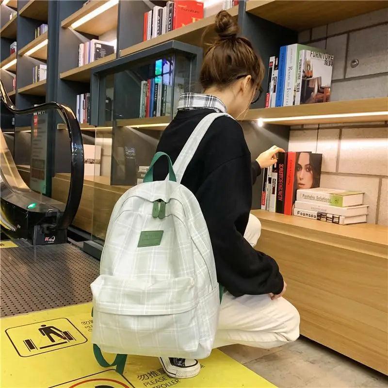 New Casual School Bag For Women And Girls Stylish Backpack Striped Book Packbags for Teenage