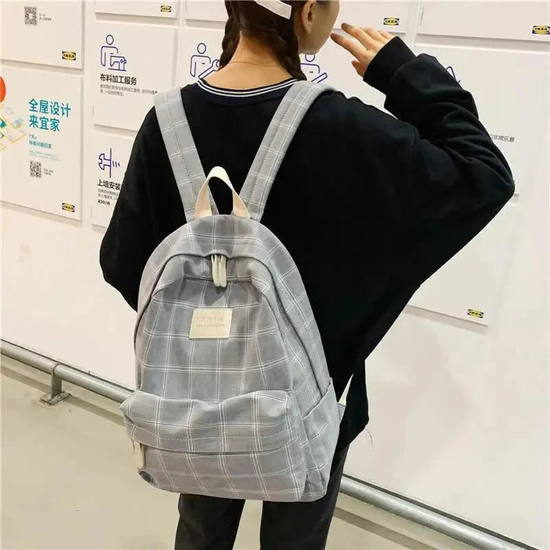 New Casual School Bag For Women And Girls Stylish Backpack Striped Book Packbags for Teenage