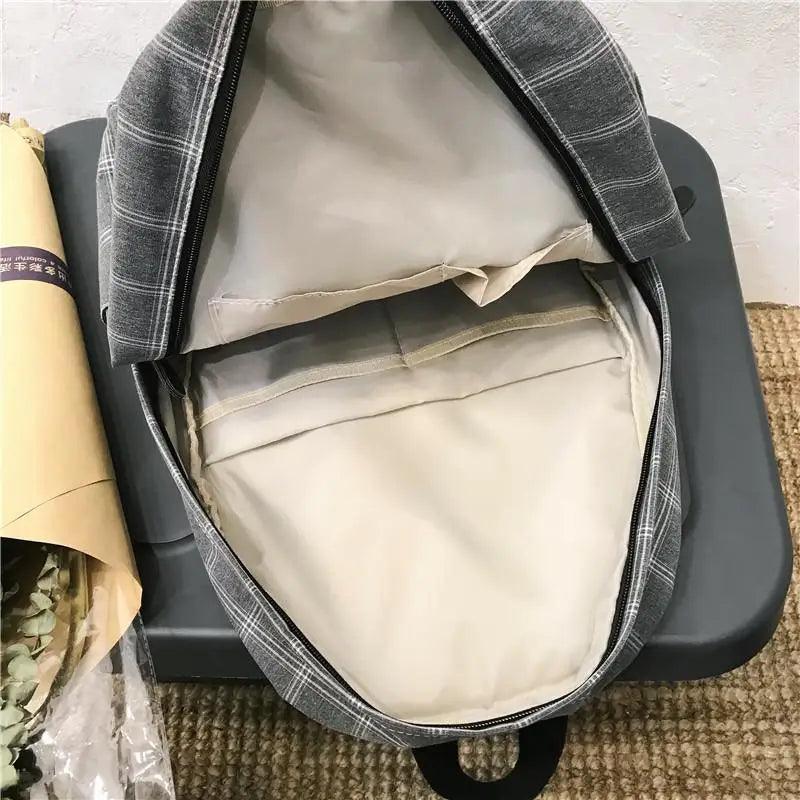 New Casual School Bag For Women And Girls Stylish Backpack Striped Book Packbags for Teenage