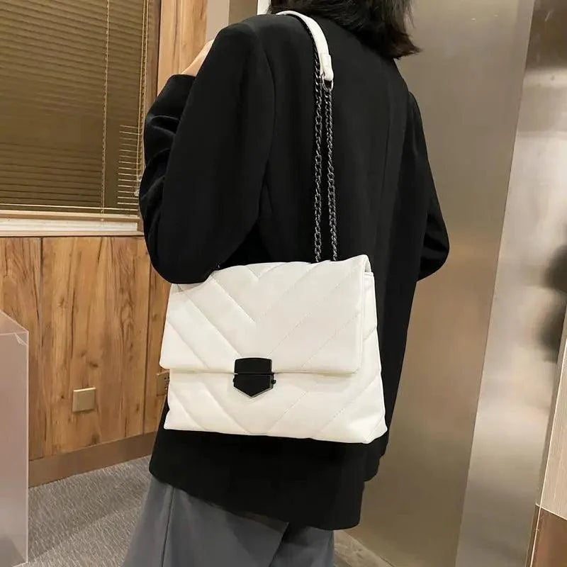 New Classic Embroidery Thread Small PU Leather Crossbody Bags For Women And Girls Trending Shoulder Female Handbags