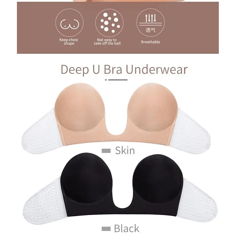 New Elegance Invisible Push Up Bra Strapless Bras Dress Wedding Party Sticky Self-adhesive Silicone Brassiere Breathable Deep U Bra Underwear