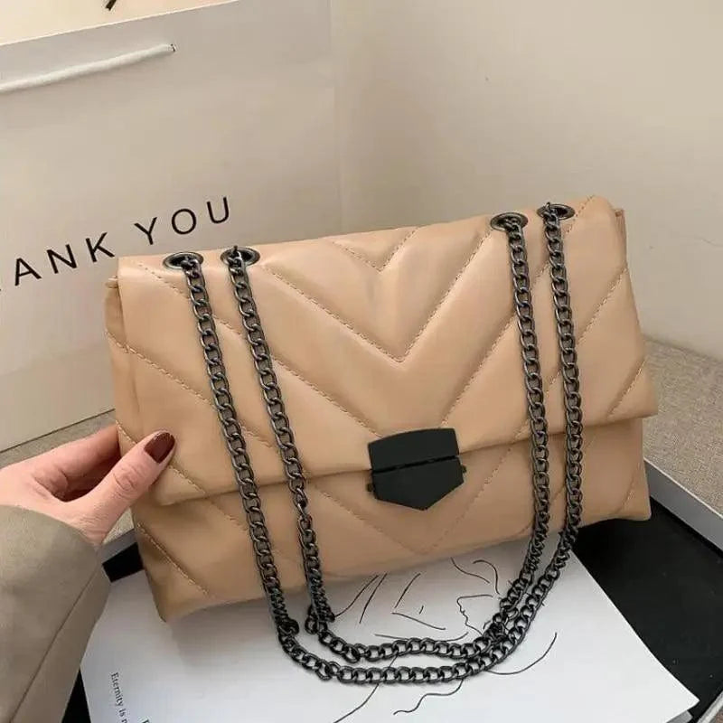 New Famous Casual Chain Crossbody Bags For Women Fashion Simple Shoulder Bag, Designer Handbags PU Leather Messenger Bags For Ladies