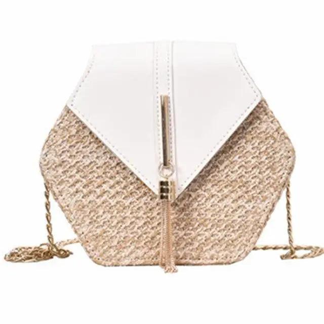 New Famous Mulit Style Straw+leather Handba For Women And Girls  New Fashion Summer Bag Handmade Woven Beach Circle Shoulder Bag