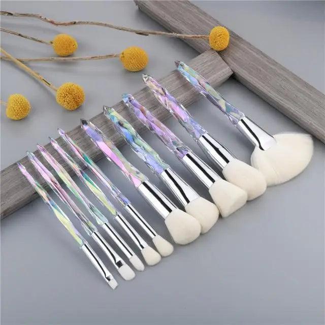 New Luxury Cosmic Color New Luxury Crystal Makeup Brushes Powder Foundation Eyeshadow Eyebrow Cosmetics for Face Fan Make Up Brush Set