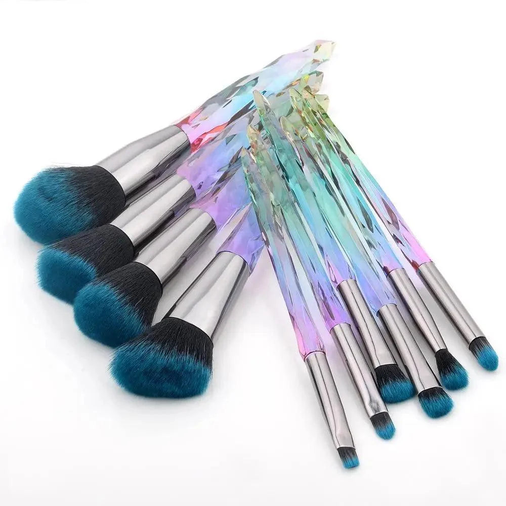 New Luxury Cosmic Color New Luxury Crystal Makeup Brushes Powder Foundation Eyeshadow Eyebrow Cosmetics for Face Fan Make Up Brush Set