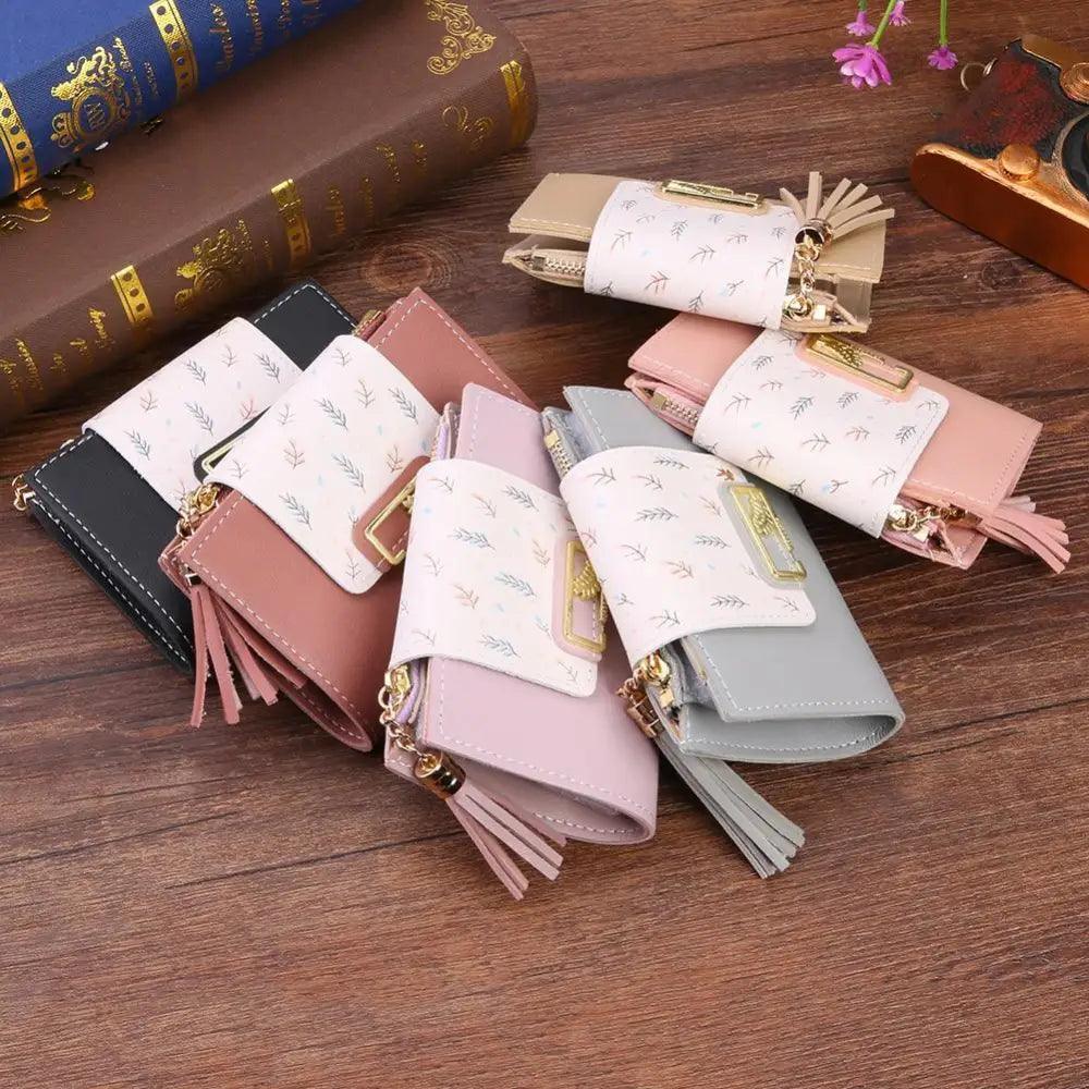 New Short PU Leather Clutch Bags Card Holder Wallet And  Small Coin Purse for Women And Girls