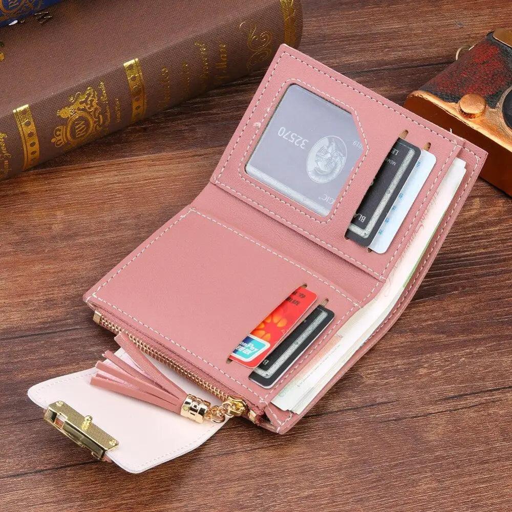 New Short PU Leather Clutch Bags Card Holder Wallet And  Small Coin Purse for Women And Girls