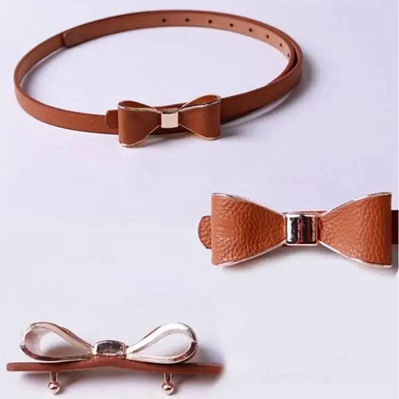New Slim PU Leather Fashion Bow Waist Belt For Women Casual Dress Retro Design Women Waistband