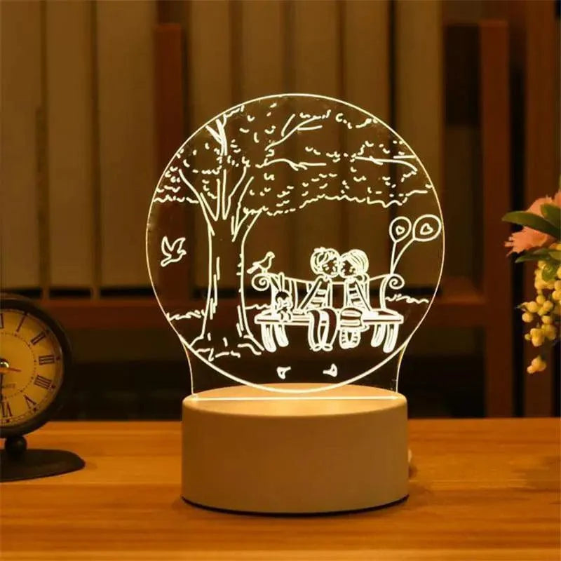 New Sterlling Romantic Love 3D Lamp Heart-shaped Balloon Acrylic LED Night Light Decorative Table Lamp Valentine's Day Sweetheart Wife's Gift