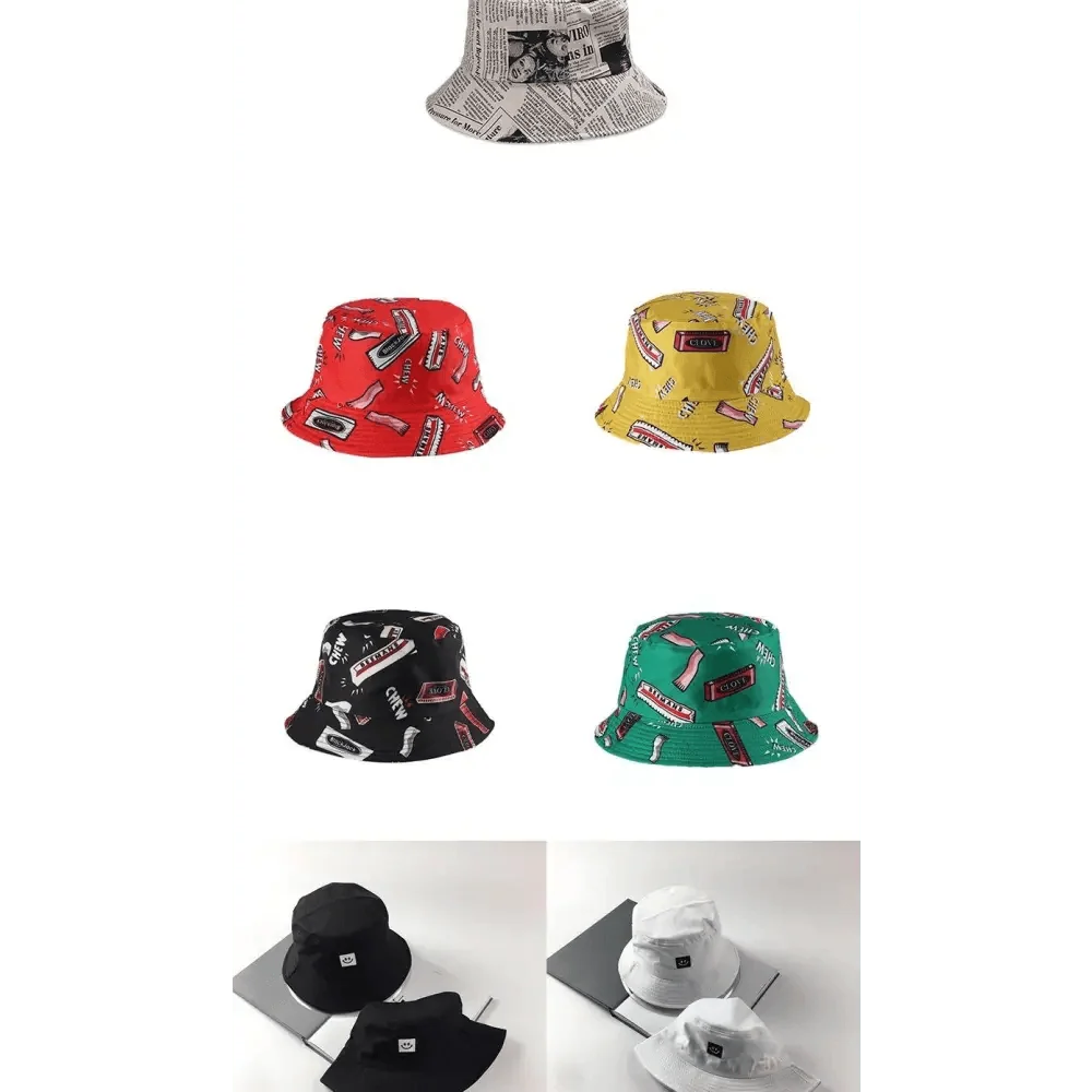 New Trendy Summer Bucket Hats For Women Men's Panama Hat Double-sided Panama Sun Fishing Hat Fisherman Cap for Boys/Girls