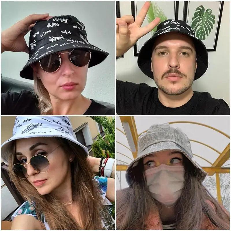 New Trendy Summer Bucket Hats For Women Men's Panama Hat Double-sided Panama Sun Fishing Hat Fisherman Cap for Boys/Girls