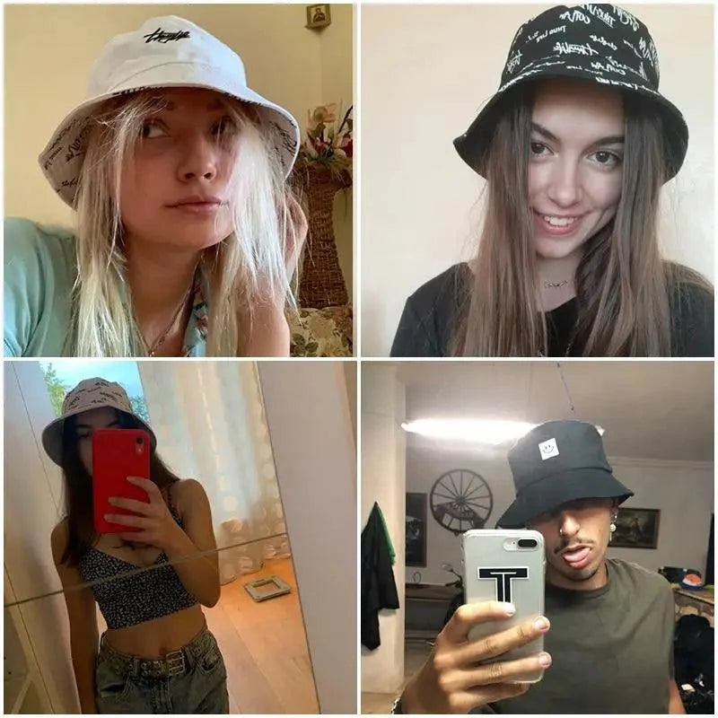 New Trendy Summer Bucket Hats For Women Men's Panama Hat Double-sided Panama Sun Fishing Hat Fisherman Cap for Boys/Girls
