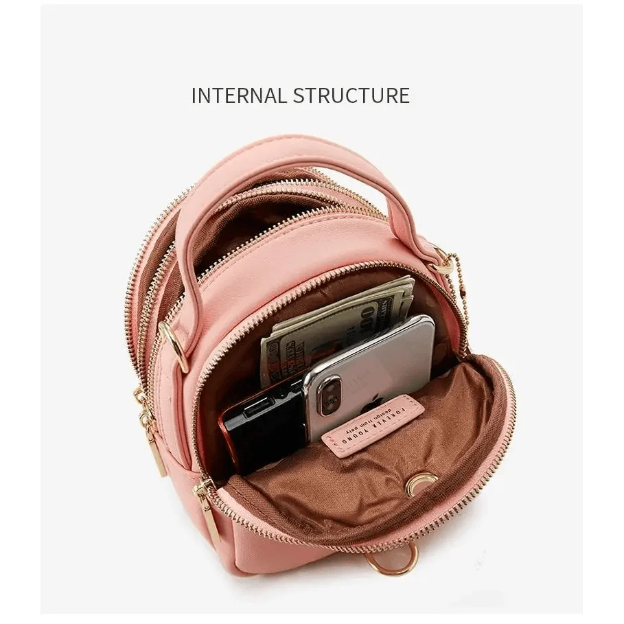 New Versatile Big Capacity 3 Layer Women Backpack Fashionable Small Backpack For Ladies Soft Leather Shoulder Crossbody bag for Female