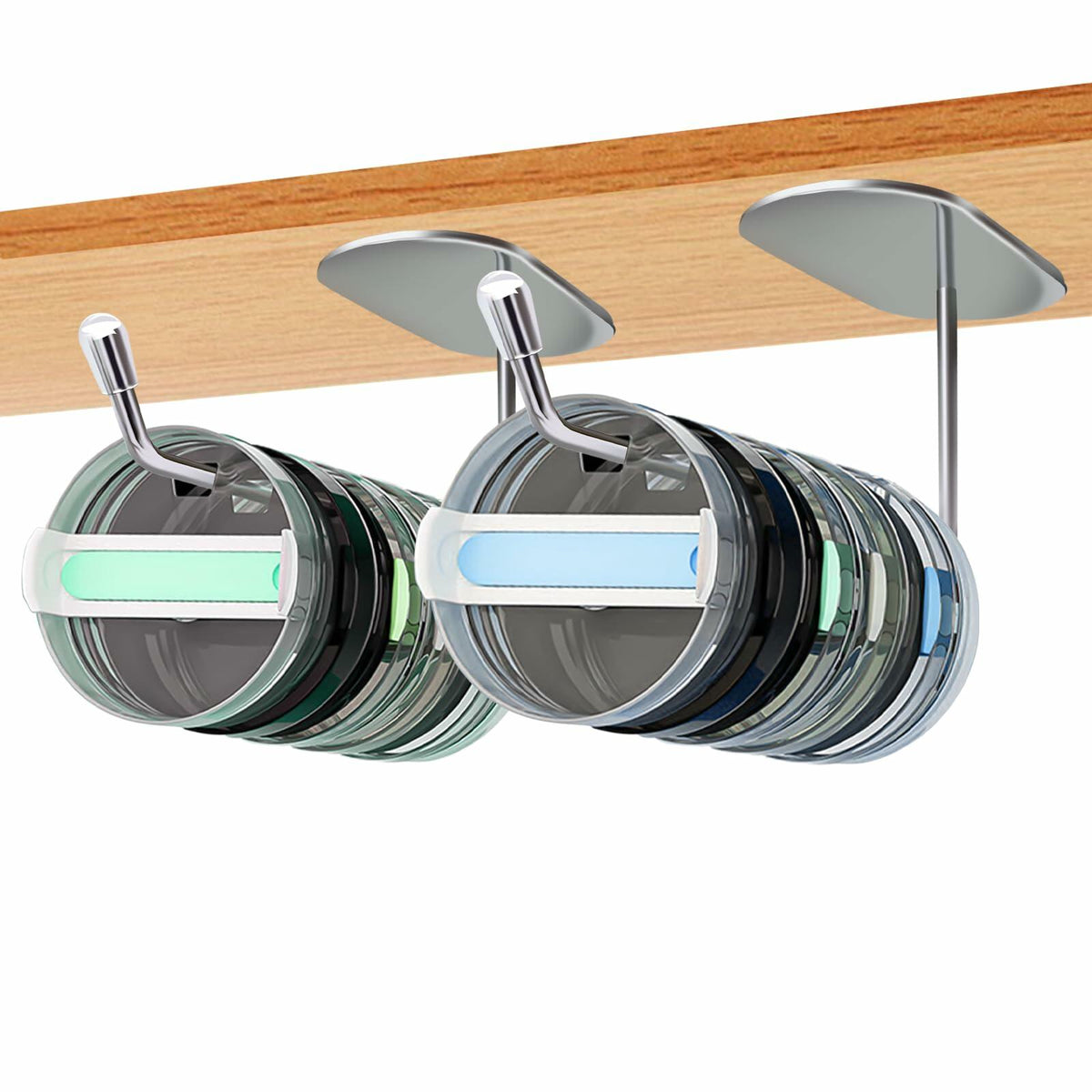 Nuorest 2 Pack Tumbler Lid Organizer Hook Under Cabinet Space Saving
