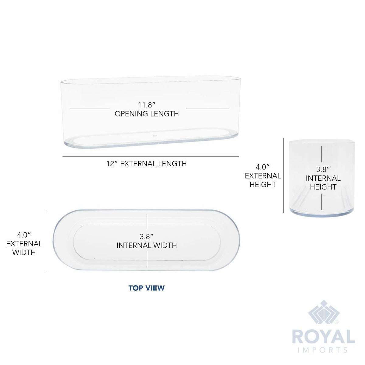 Royal Imports Acrylic Oval Flower Vase 4x12 Clear Non-Breakable Plastic
