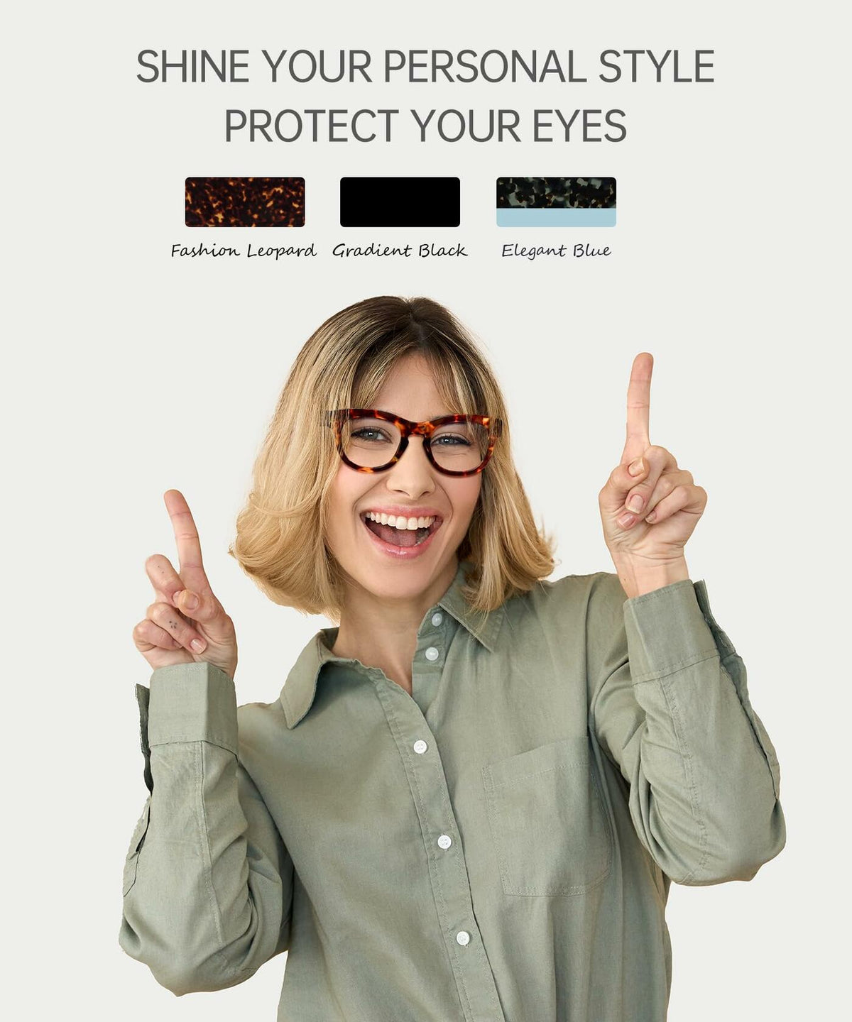 LADEESSE 3 Pack Oprah Style Reading Glasses +2.50 Blue Light Blocking