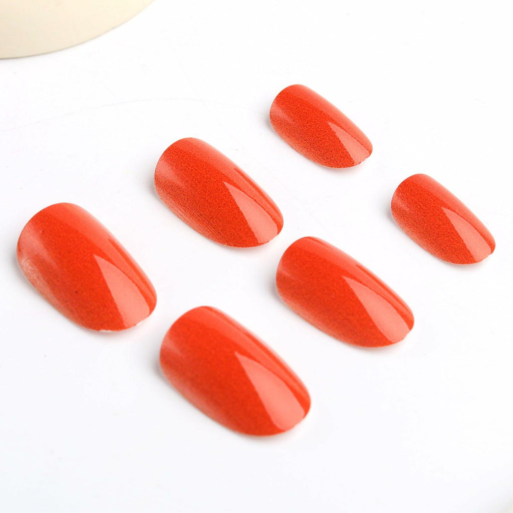Fall Press On Nails 24Pc Short Square Pumpkin Plaid Design Stick Glue
