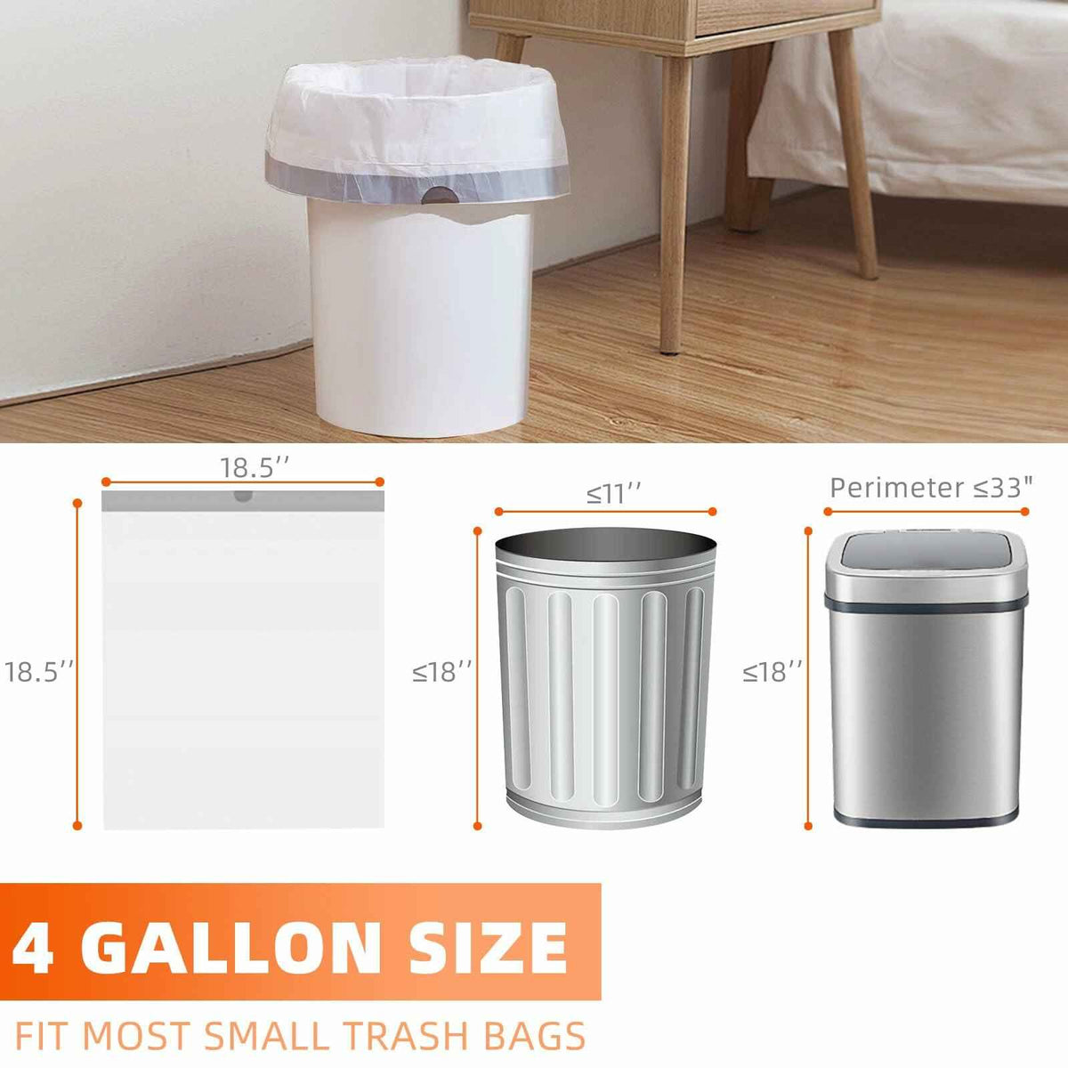 4 Gal Drawstring Trash Bags 57 Count White Small Garbage Can Liners