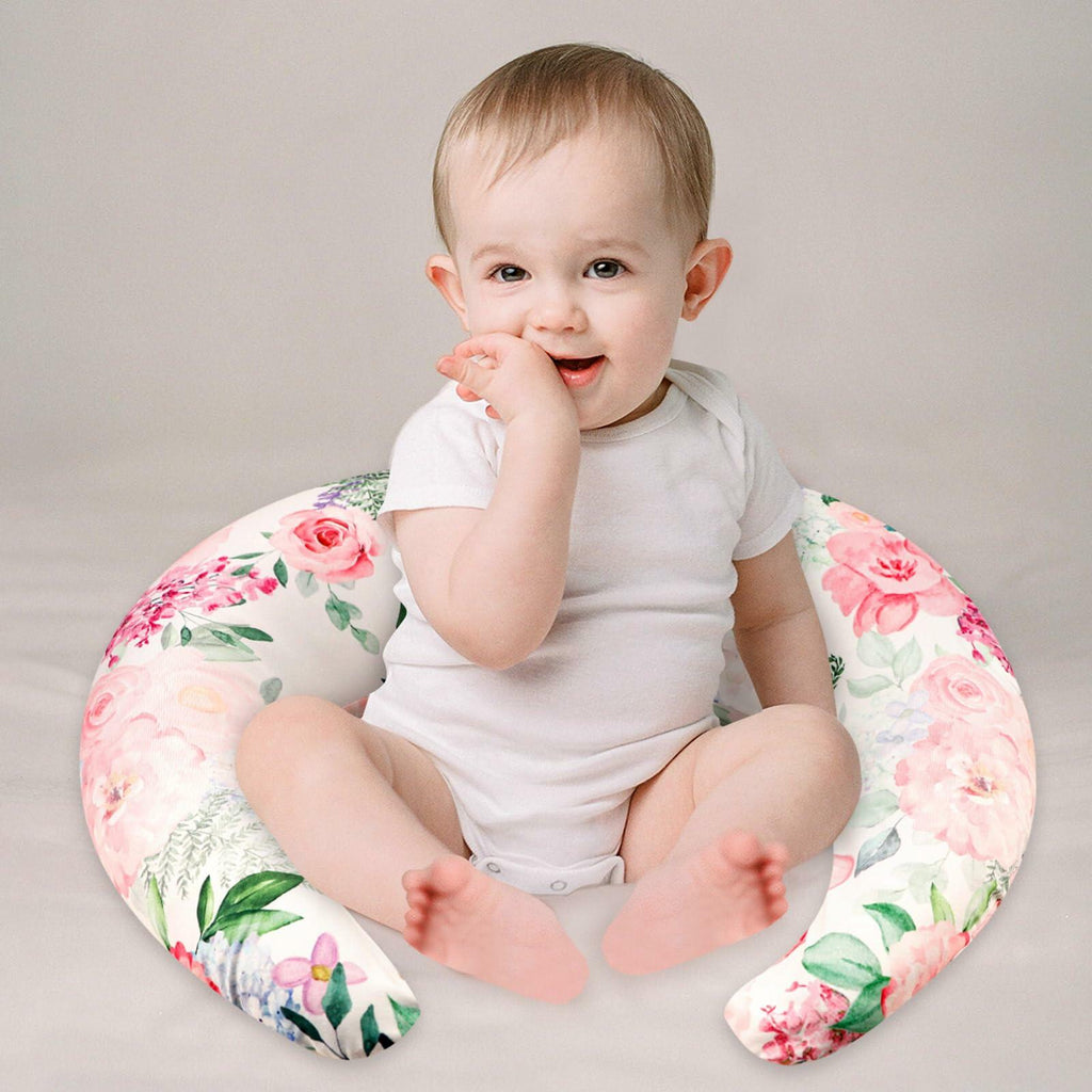 CARUILI Nursing Pillow Cover Pink Floral Ultra Soft Comfortable Only Case
