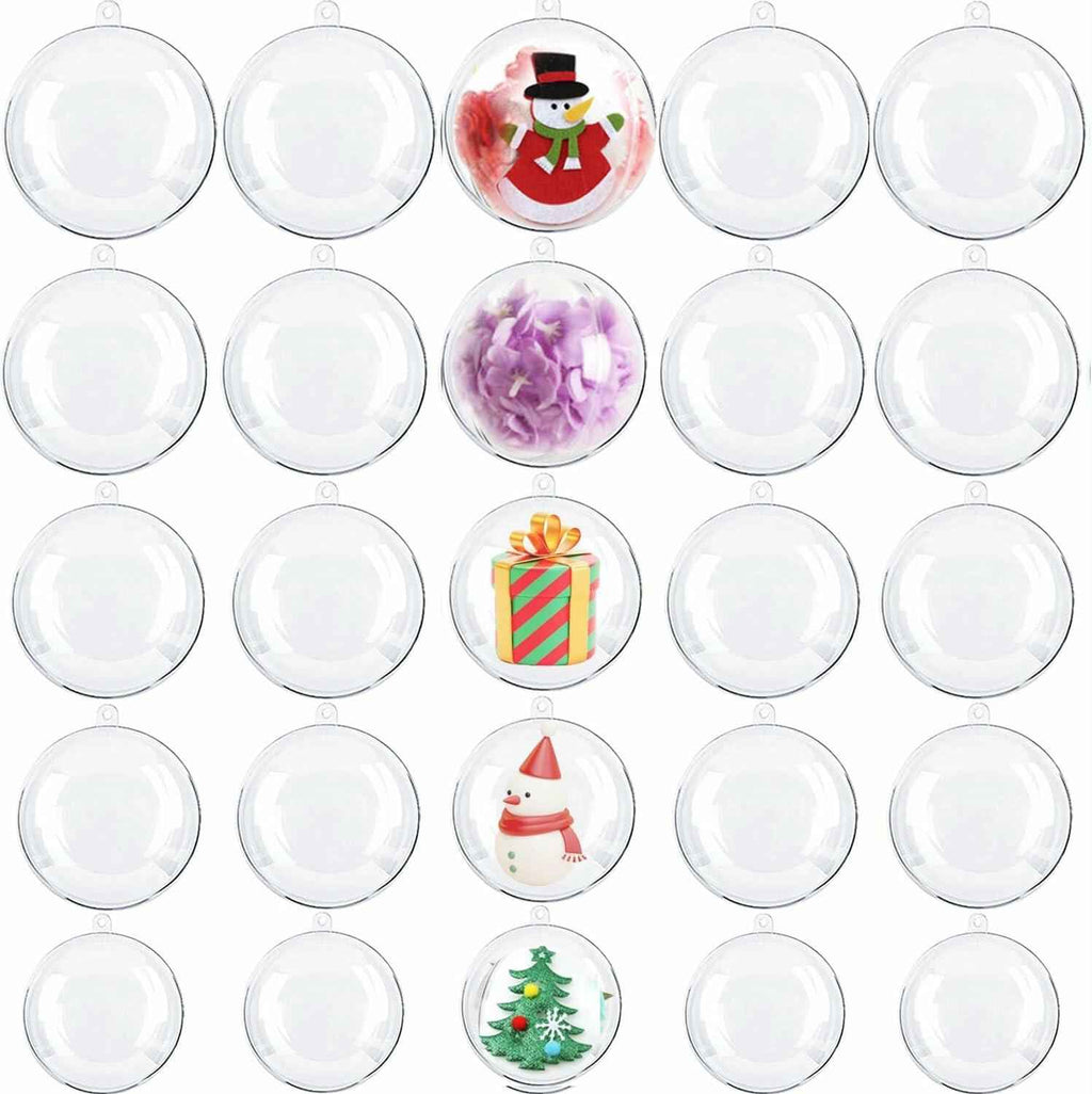 Ranchbtn 25pcs Clear Plastic Fillable Ornaments Various Sizes DIY Decor