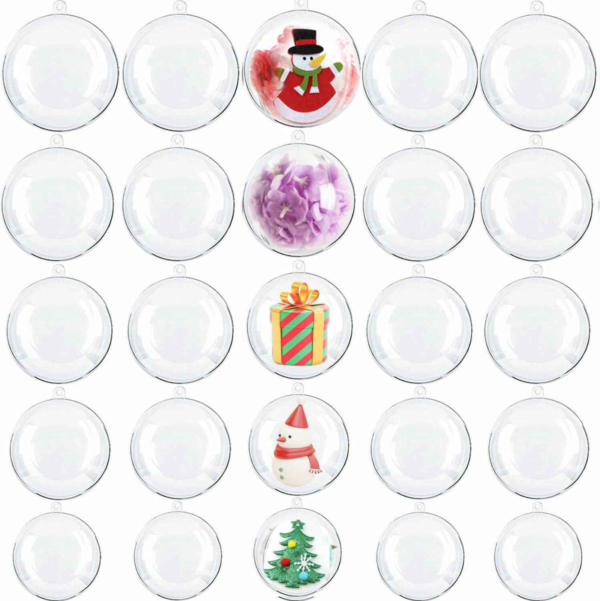 Ranchbtn 25pcs Clear Plastic Fillable Ornaments Various Sizes DIY Decor