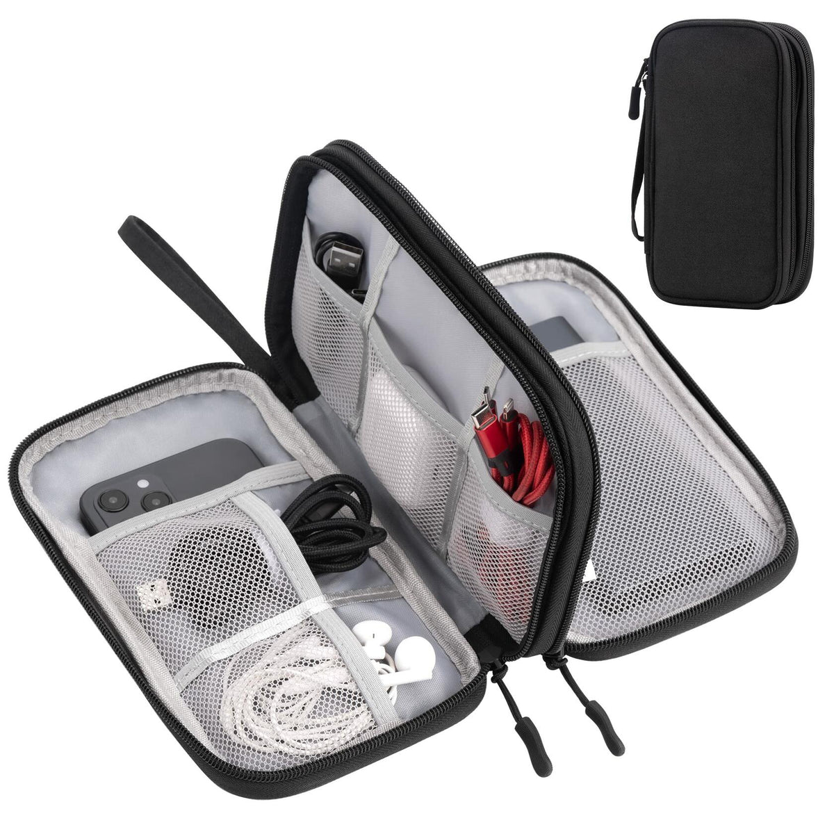 Arae Travel Electronic Organizer Pouch Black Double Layer Waterproof