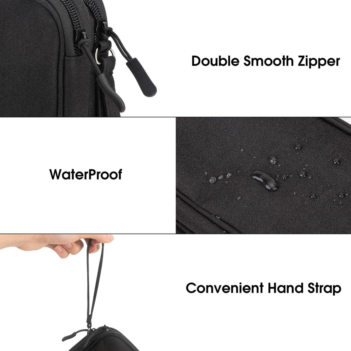 Arae Travel Electronic Organizer Pouch Black Double Layer Waterproof