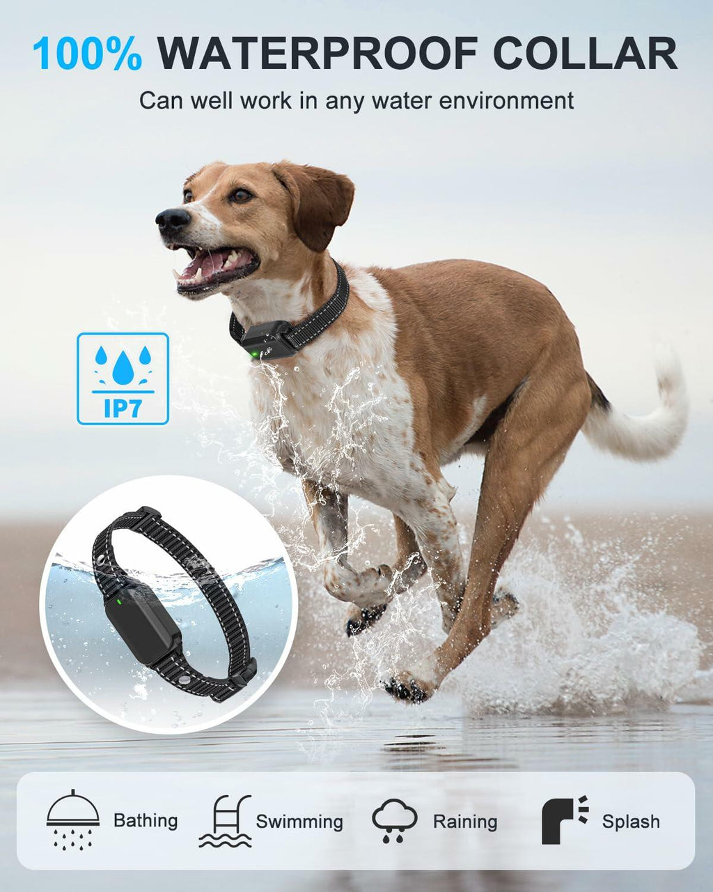 No Shock Dog Training Collar Remote Vibrate Safe Lock Waterproof Black